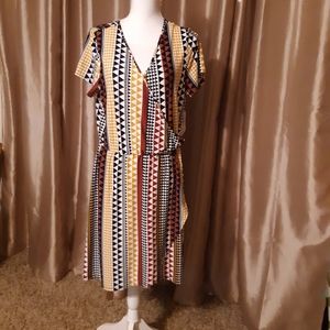 Aztec print super soft wrap dress